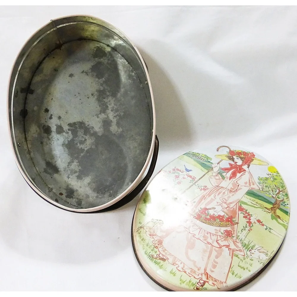 Vtg advertising 1960s valleybrook‎ farms tin box jewelry storage cottagecore